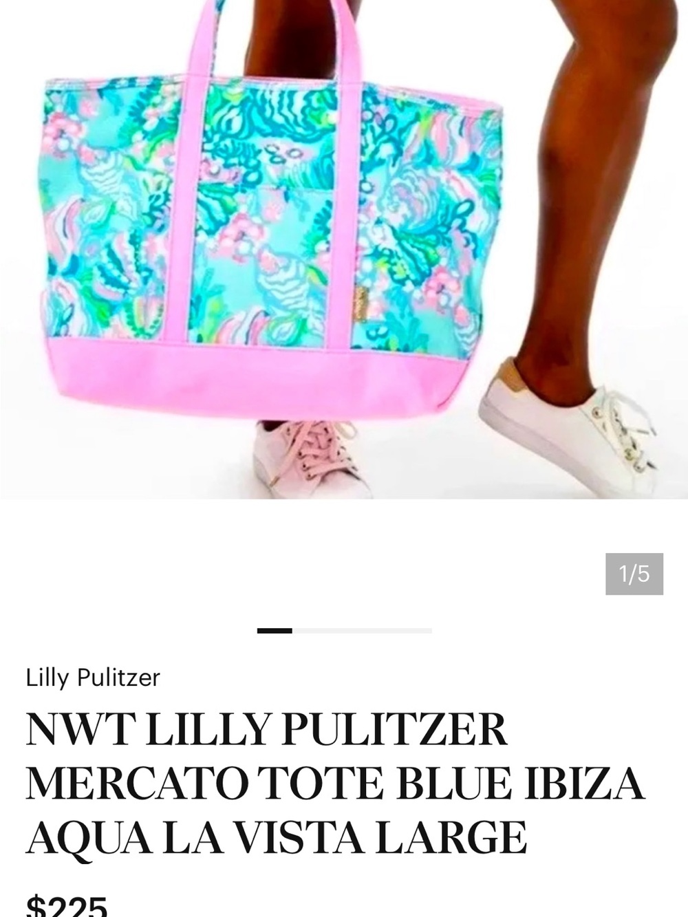 Lilly Pulitzer Mercato toe blue Ibiza Aqua La Vista Large Tote
